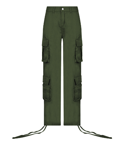 Cargo Solid Baggy Pants